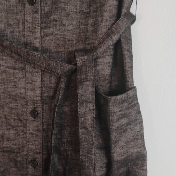 THEORY Linen Heather Gray Button Down High Slit Sides Maxi Shirt Dress Size 6 - Picture 6 of 12